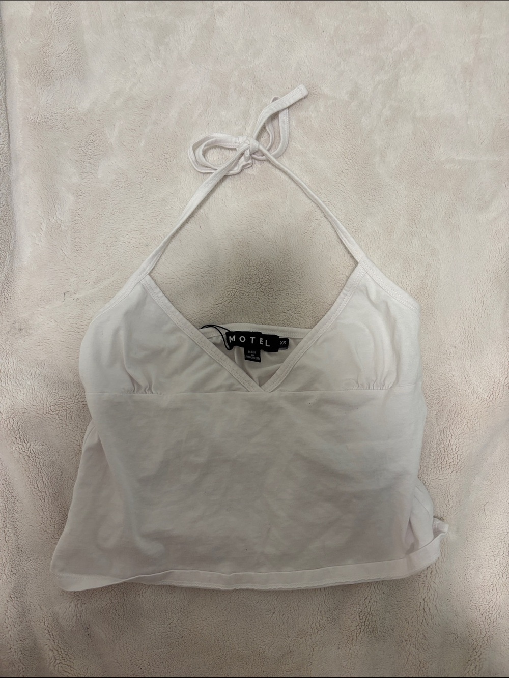 Motel Rocks White Halter Tie Crop Top